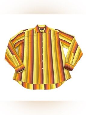 Etro Milano Men’s Vertical Stripe Button Down Shirt Made in Italy Size 41